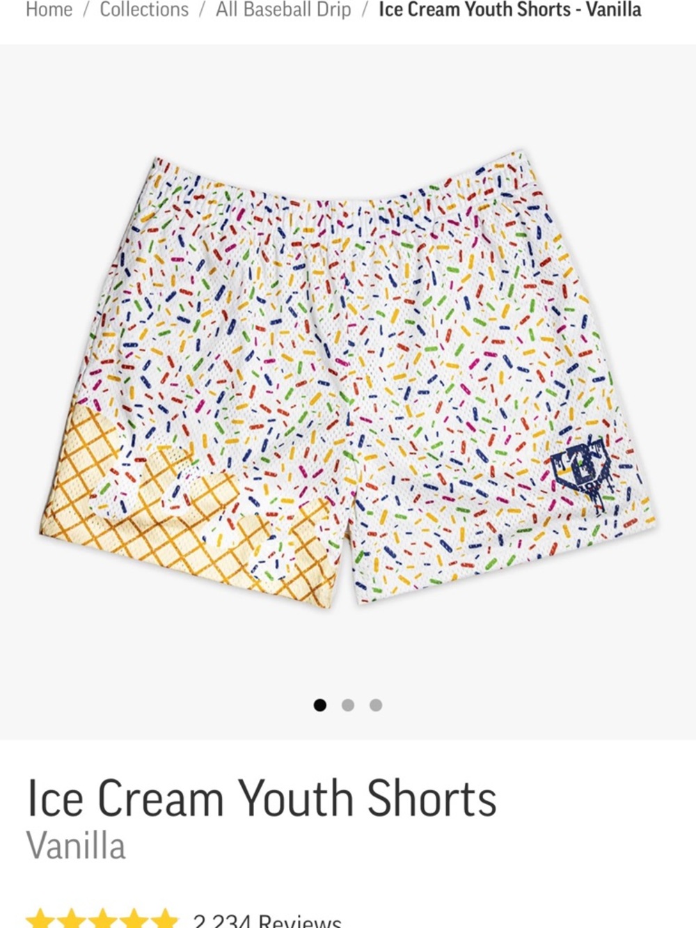 Youth Vanilla Sprinkle Shorts with Waffle-Print Accent